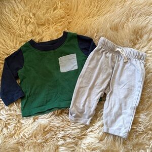 Old Navy Green and Navy Shirt & blue pants set